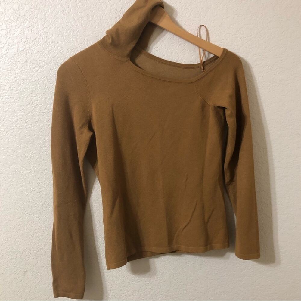 L'AGENCE Nicky Cut Out Turtleneck Sweater in Ginger Gold - Size XS/T